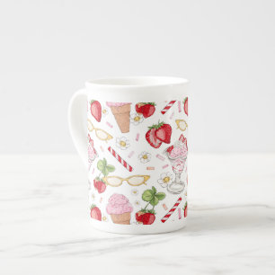 Tasse En Porcelaine Motif Sundae fraise