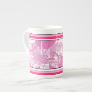 Tasse En Porcelaine Mug de Chine d'os floraux rose moderne