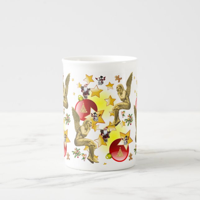 Tasse En Porcelaine Mug de Noël, Ange (Devant)