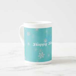 Tasse En Porcelaine Mug de Noël bleu et blanc festif