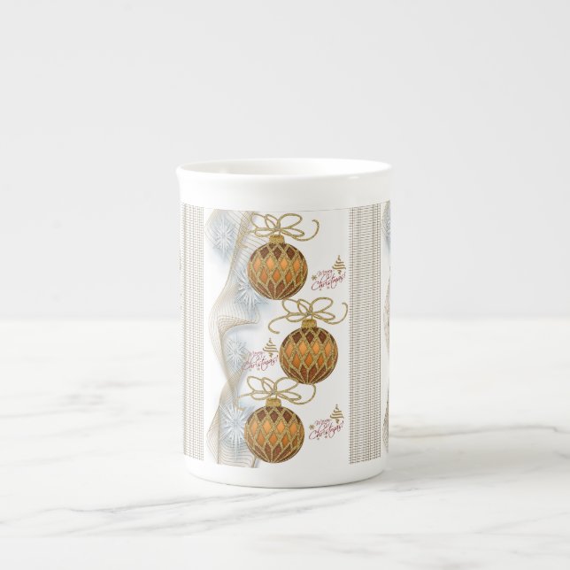 Tasse En Porcelaine Mug de Noël, boules d'or (Devant)