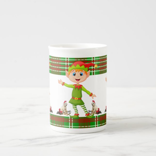 Tasse En Porcelaine Mug de Noël, Elfe, Joyeux Noël (Devant)