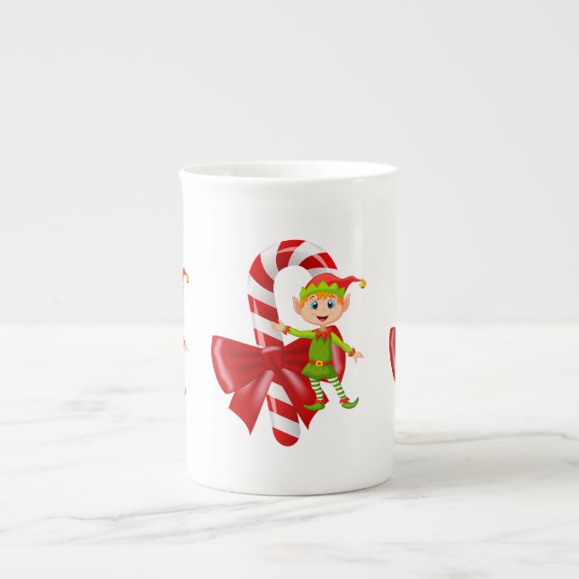 Tasse En Porcelaine Mug de Noël, Elfe, Joyeux Noël (Devant)