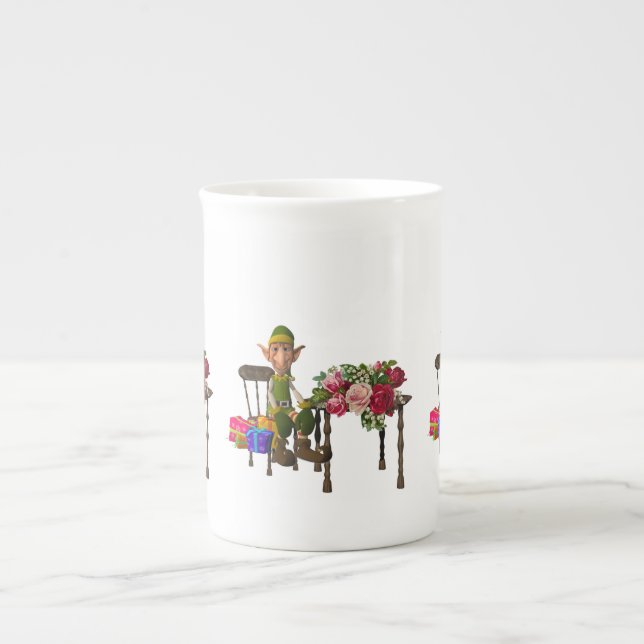 Tasse En Porcelaine Mug de Noël, Elfe, Joyeux Noël (Devant)