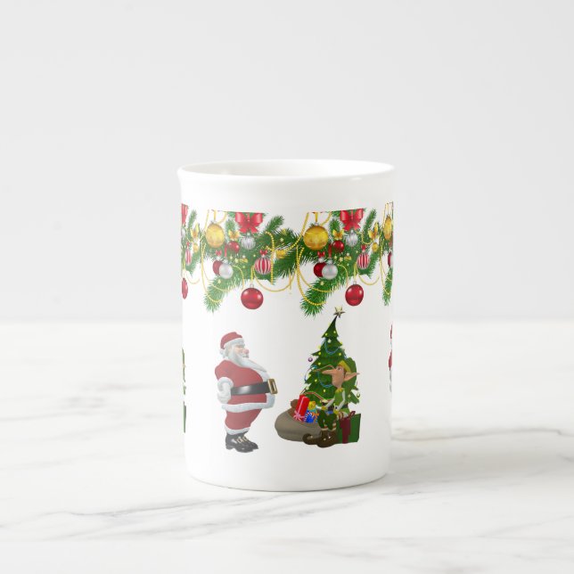 Tasse En Porcelaine Mug de Noël, Elfe, Joyeux Noël (Devant)