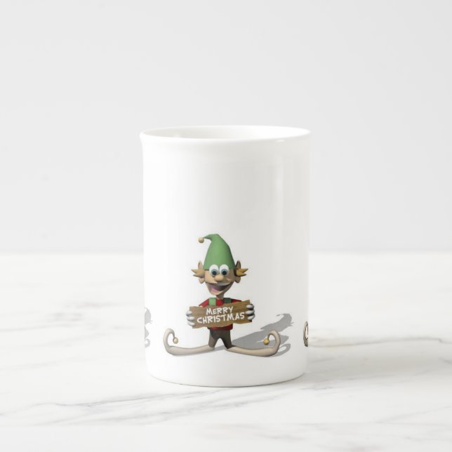 Tasse En Porcelaine Mug de Noël, Elfe, Joyeux Noël (Devant)