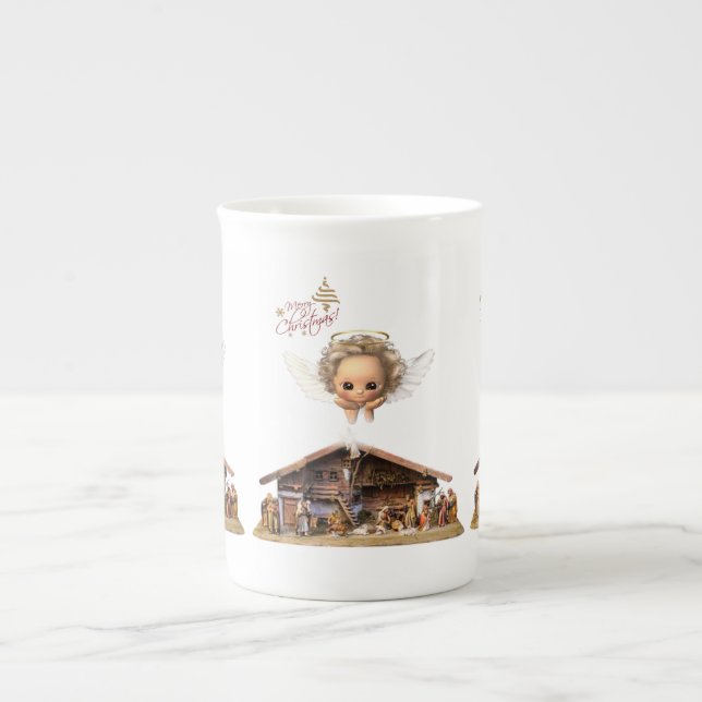 Tasse En Porcelaine Mug de Noël, Joyeux Noël, Ange (Devant)