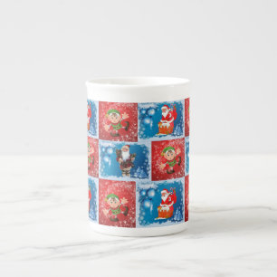 Tasse En Porcelaine Mug de Noël, Père Noël, Elfe