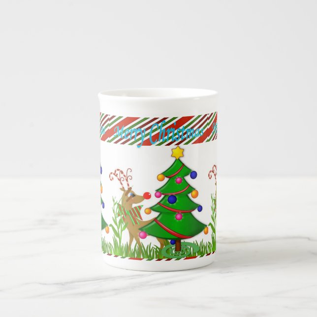 Tasse En Porcelaine Mug de Noël, Reindee, Joyeux Noël (Devant)