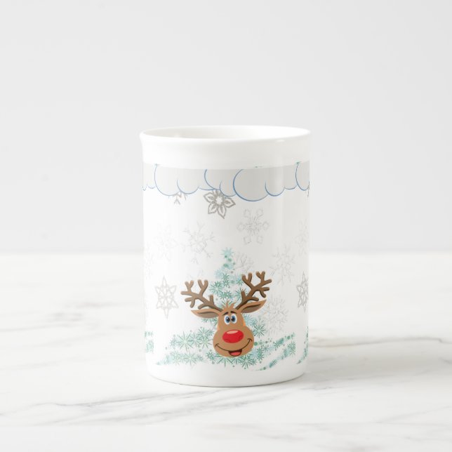 Tasse En Porcelaine Mug de Noël, rennes (Devant)