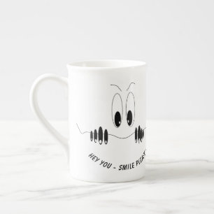 Tasse En Porcelaine Mug drôle avec yeux de curiosité - Texte personnal