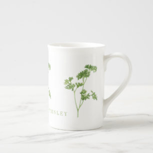 TASSE EN PORCELAINE MUG EN FAIENCE FINE AU PERSIL FRAIS