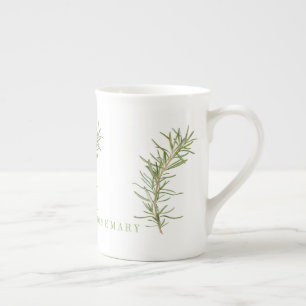 TASSE EN PORCELAINE MUG EN FAIENCE FINE AU ROMARIN FRAIS