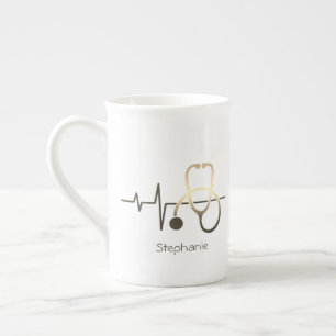 Tasse En Porcelaine Mug Médical Battement de Cœur Stéthoscope