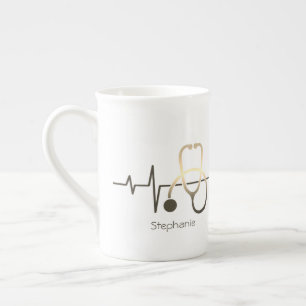 Tasse En Porcelaine Mug Médical Battement de Cœur Stéthoscope