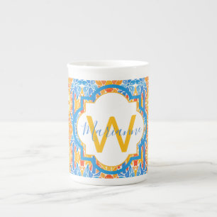 Tasse En Porcelaine Mug mosaïque bleu et orange Marianne