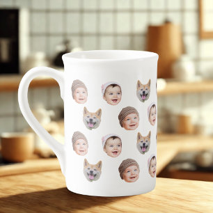 Tasse En Porcelaine Mug personnalisé visage bébé, Custom Family 3 Phot