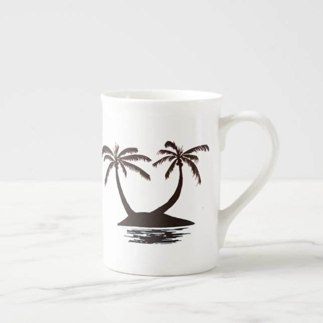 Tasse En Porcelaine Mug - Silhouette de l'île tropicale (Droite)