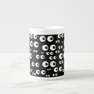 Tasse En Porcelaine Mug Spécialité Yeux Blancs/Fond Noir