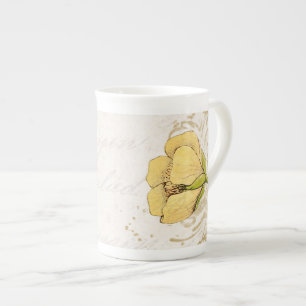 Tasse En Porcelaine Musique de Chine d'os de fleurs jaunes