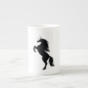 Tasse En Porcelaine Musique Silhouette Unicorne Noire