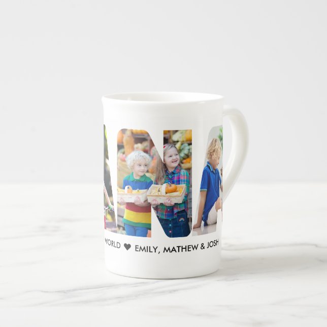 Tasse En Porcelaine NANA Photo Collage Lettre découpée Personnalisée (Devant droit)
