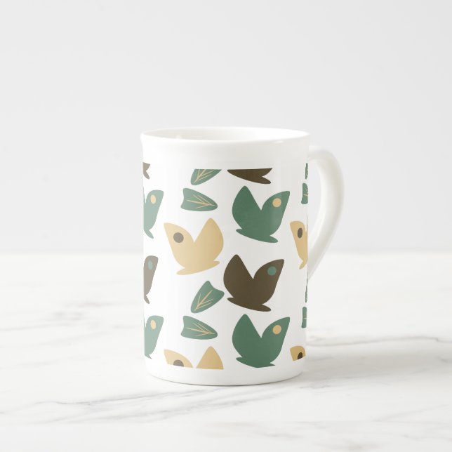 Tasse En Porcelaine Nature moderne Papillon vert botanique (Devant droit)