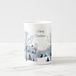Tasse En Porcelaine Noël hiver neige paysage Joyeux Noël
