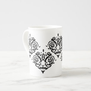 Tasse En Porcelaine Noir et blanc Elegant Damask