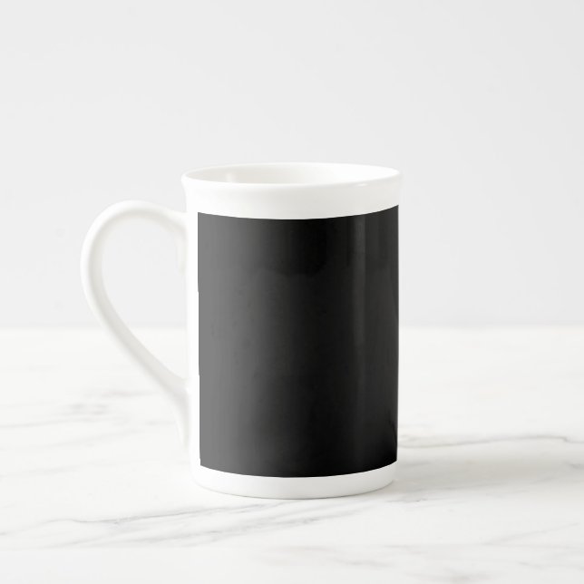 Tasse En Porcelaine Noir fou (Le Noir le plus foncé) PERSONNALISABLE (Gauche)