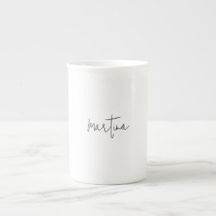 Tasse En Porcelaine Nom propre Unique Élégant Plain Simple Calligraphi