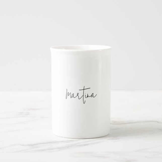 Tasse En Porcelaine Nom propre Unique Élégant Plain Simple Calligraphi (Devant)
