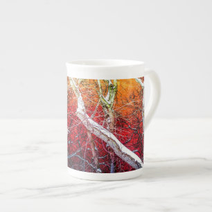 Tasse En Porcelaine Nuit d'hiver rouge