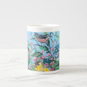 Tasse En Porcelaine Oiseaux dans la nature Jaune/ Bleu