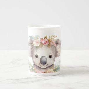 Tasse En Porcelaine Ours Koala Floral Mignon