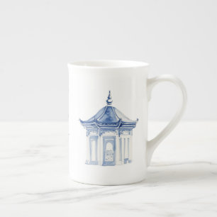 Tasse En Porcelaine Pagode Chinoiserie Bleu et Blanc Café Mug