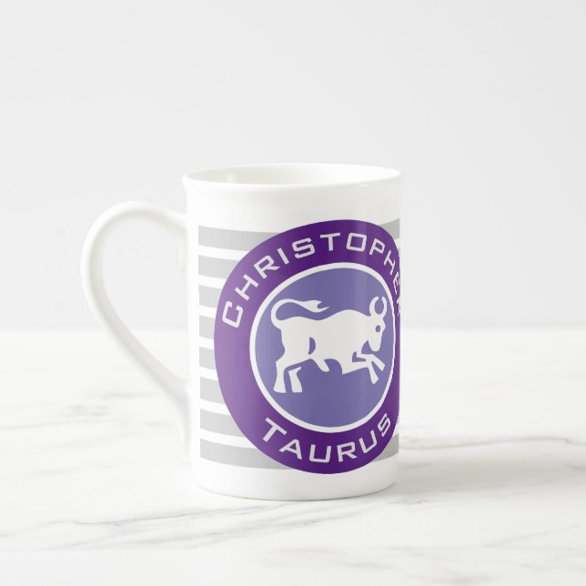 Tasse En Porcelaine Panneau étoile Taurus Zodiac avec nom du propriéta (Gauche)