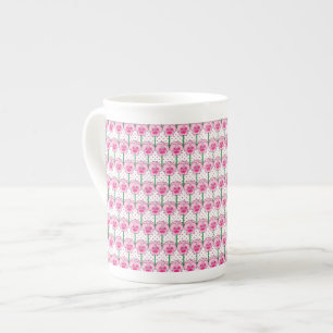 Tasse En Porcelaine Pansies roses - motif papier peint rétro