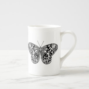 Tasse En Porcelaine Papillon Monarque noir et blanc