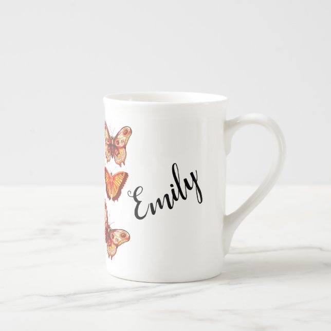 Tasse En Porcelaine Papillon personnalisé (Droite)