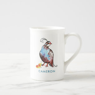 Tasse En Porcelaine Partridge de Noël Poire mignonne Boho Blue Birds