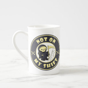 Tasse En Porcelaine Pas sur mon poste Grim Reaper Citation d'Halloween