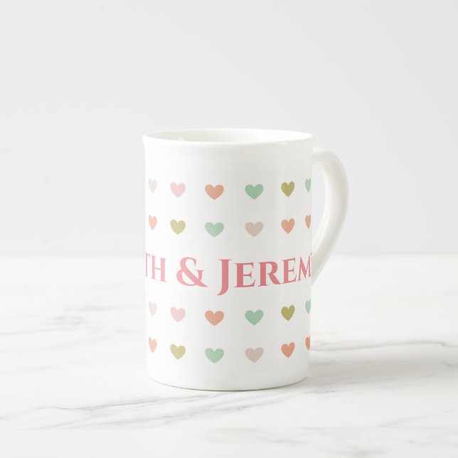 Tasse En Porcelaine Pastel Hearts Design pour personnaliser (Devant droit)