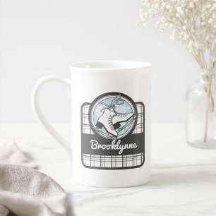 Tasse En Porcelaine Patinage Tartan moderne personnalisé