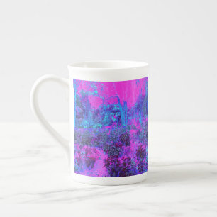 Tasse En Porcelaine Paysage impressioniste rose chaud et bleu