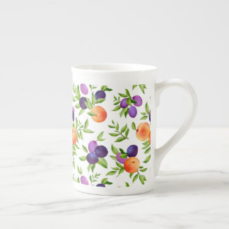 Tasse En Porcelaine Peaches Plums Purple Cute Fruit Motif botanique