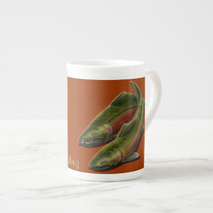 Tasse En Porcelaine Pêche Chine Mug Coho Coupe de café Saumon