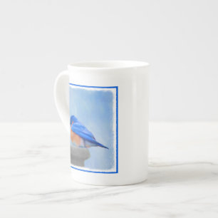 Tasse En Porcelaine Peinture Bluebird - Art original pour oiseaux