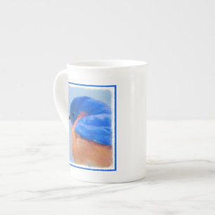 Tasse En Porcelaine Peinture Bluebird - Art original pour oiseaux