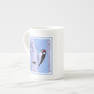 Tasse En Porcelaine Peinture Downy Woodpecker - Art original pour oise